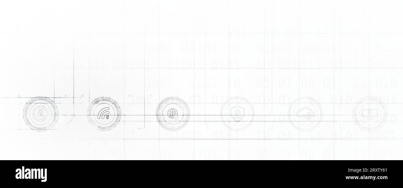 Internet syber digitale sicurezza concetto di tecnologia per il business dello sfondo. Bloccare sulla scheda a circuito stampato Illustrazione Vettoriale