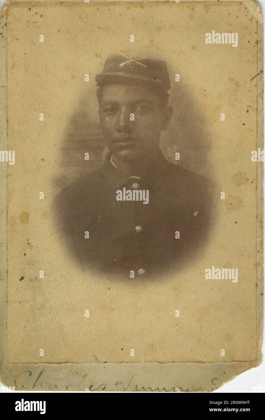 Stampa in albume di Buffalo Soldier Charles Sumner Sr. CA. 1885 Foto Stock
