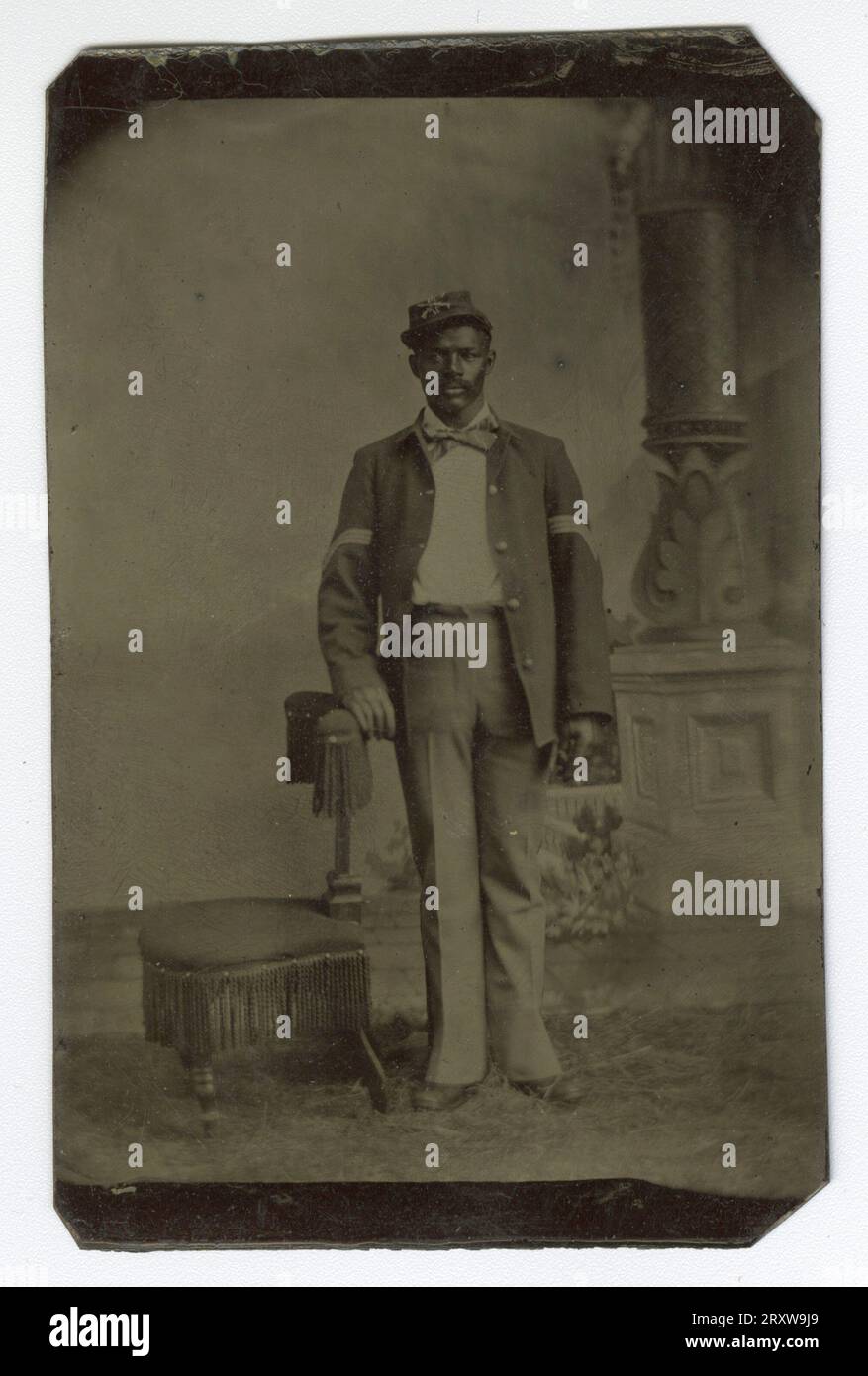 Tintype di un Buffalo Soldier CA. 1886 Foto Stock