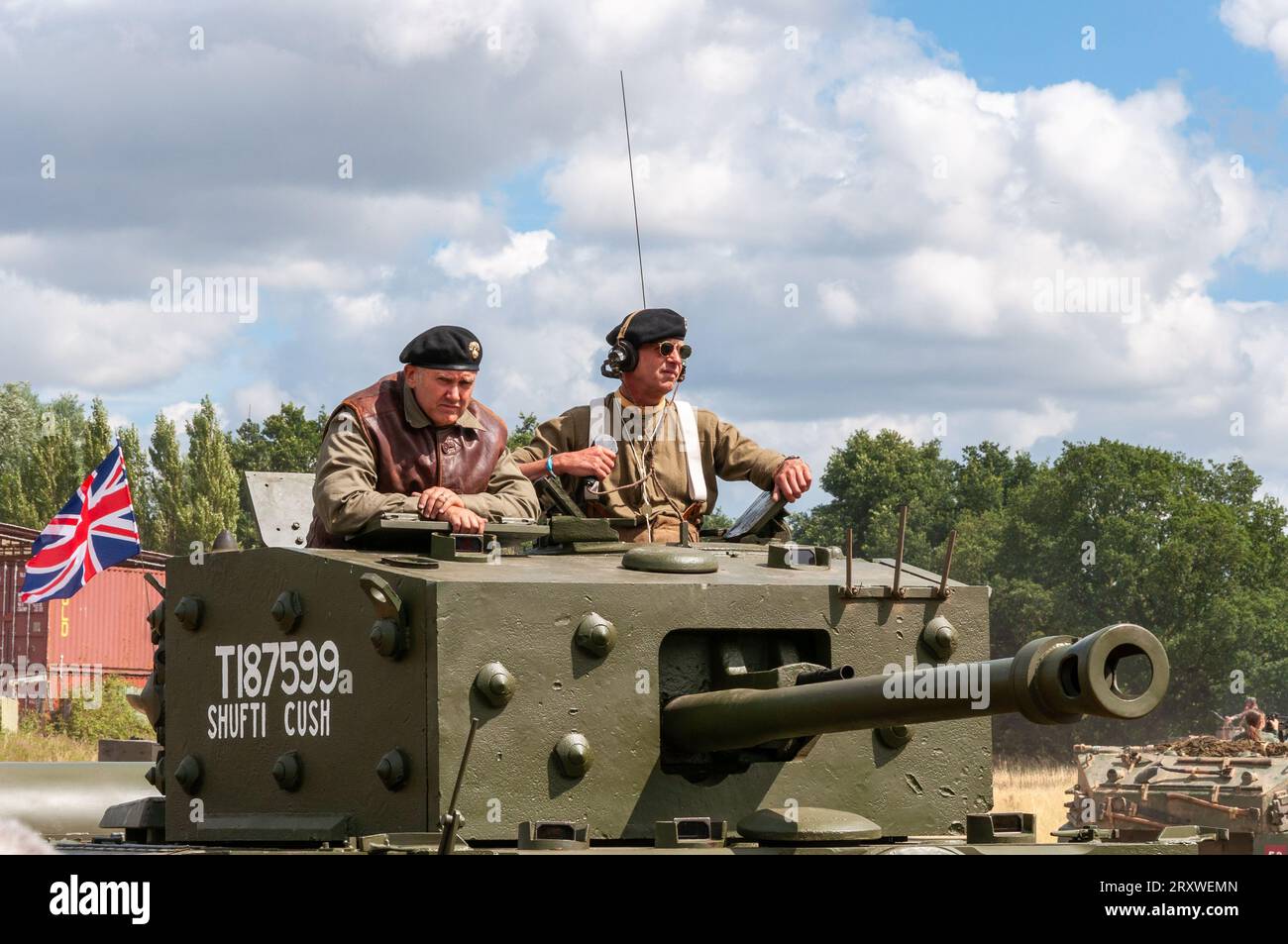 Cromwell Tank, Official Tank, Cruiser, Mk VIII, Cromwell (A27M) in mostra ad un evento militare a Damyns Hall, Essex, Regno Unito. Carro armato britannico della seconda guerra mondiale Foto Stock