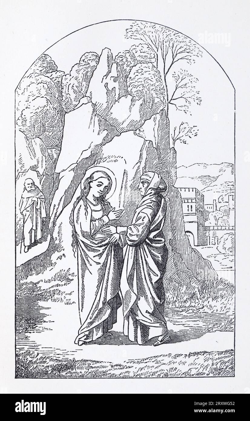 La Visitazione della Beata Vergine Maria, dal Messale di Vienna. Incisione da Lives of the Saints di Sabin Baring-Gould. Foto Stock