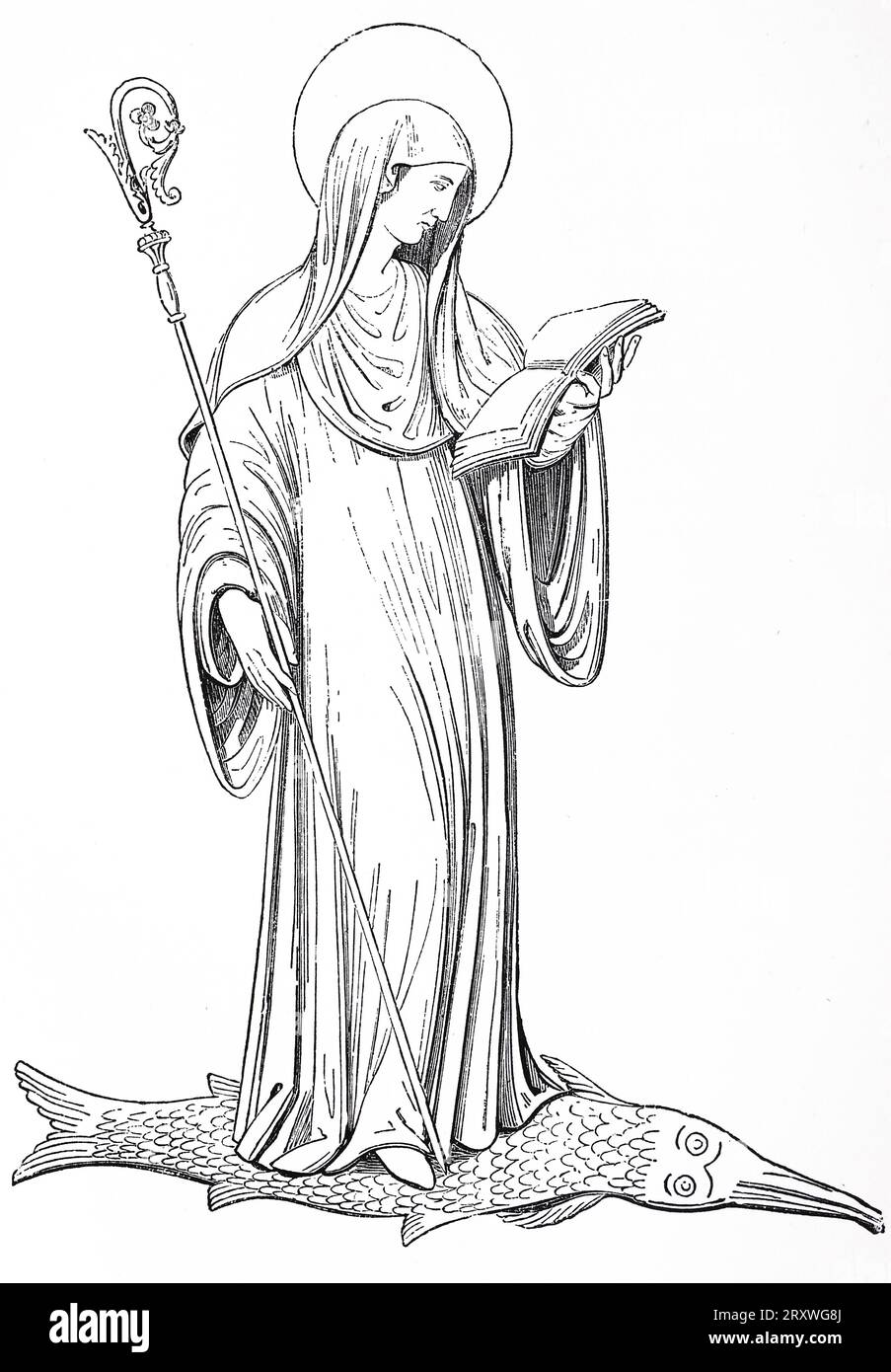 St Almaberga. Incisione da Lives of the Saints di Sabin Baring-Gould. Foto Stock