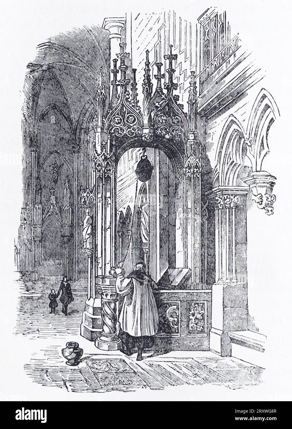 Il pozzo Santo nella cattedrale di Ratisbona. Incisione da Lives of the Saints di Sabin Baring-Gould. Foto Stock