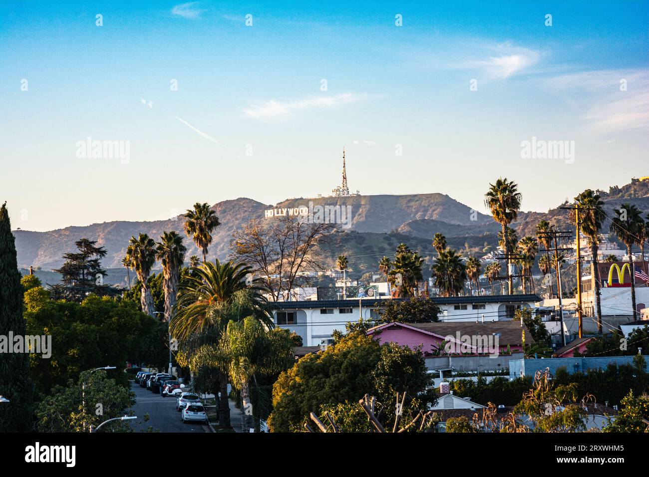 Vista sulle colline di Los Angeles dal distretto di Silver Lake, Los Angeles, California, Stati Uniti Foto Stock