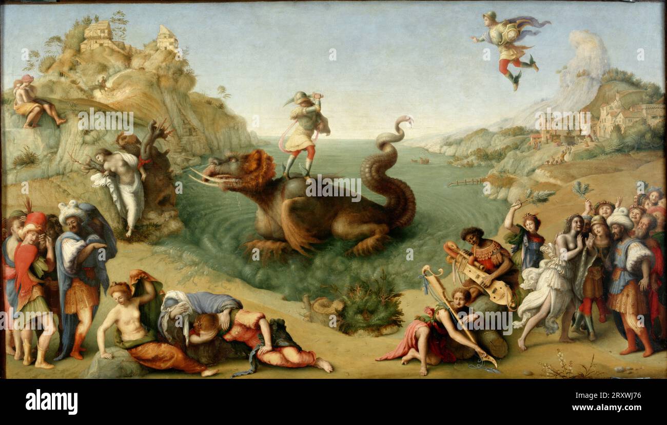 Piero di Cosimo - Andromeda liberato da Perseo - c1510 Foto Stock