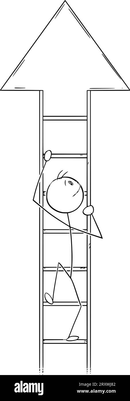 Persona che sale la scaletta, illustrazione della figura della Stick Cartoon Vector Illustrazione Vettoriale