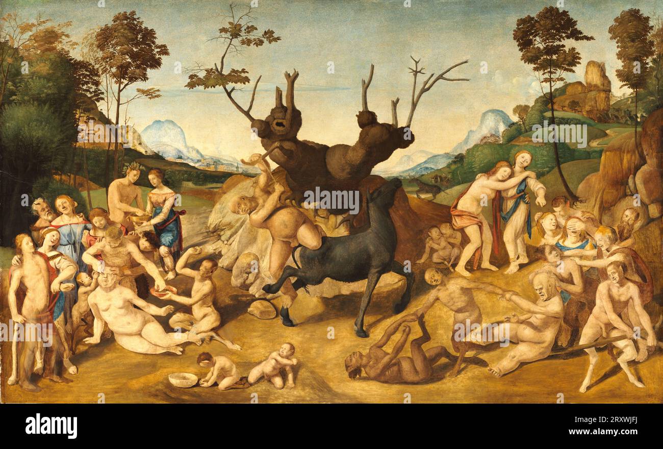 Piero di Cosimo - le disgrazie di Sileno - c1500. Foto Stock