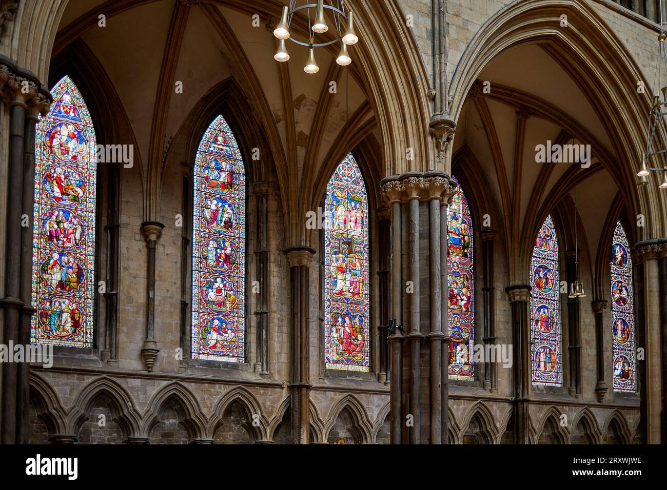 Lincoln, Lincolnshire, Regno Unito, 19 settembre. Vista interna della cattedrale di Lincoln, Lincolnshire, il 19 settembre 2023 Foto Stock