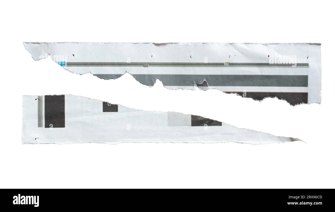 Angolo strappato del giornale su sfondo bianco con tracciato di ritaglio Foto Stock