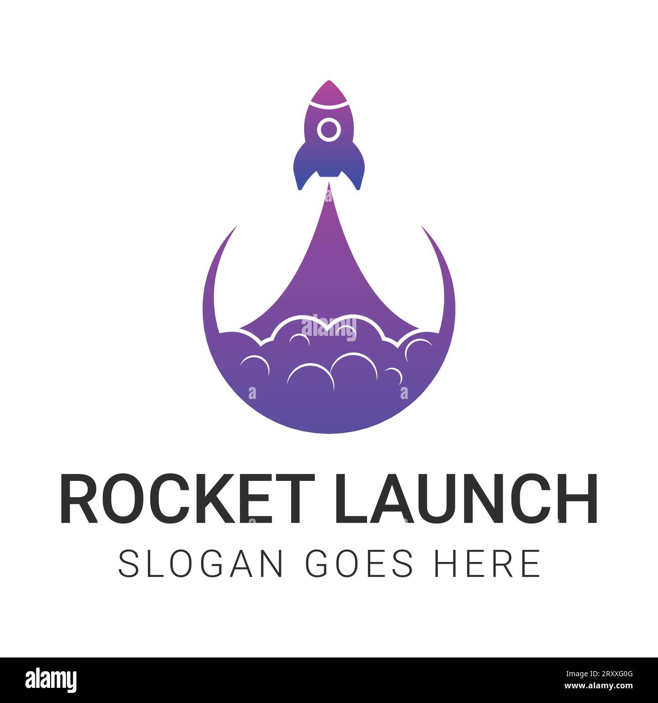 Logotipo Moon Landing con logo di lancio Rocket Illustrazione Vettoriale