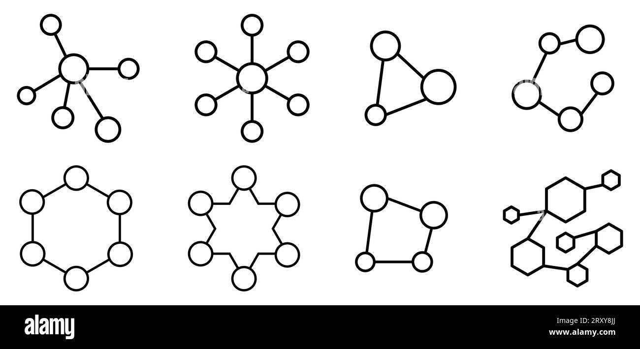 Set di linee modello molecolare. La progettazione può essere utilizzata per applicazioni Web e mobili. Illustrazione vettoriale Illustrazione Vettoriale