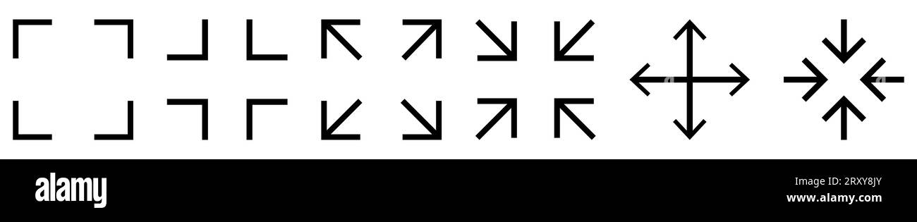 Set di icone a schermo intero. Icona dimensione. La progettazione può essere utilizzata per applicazioni Web e mobili. Illustrazione vettoriale Illustrazione Vettoriale