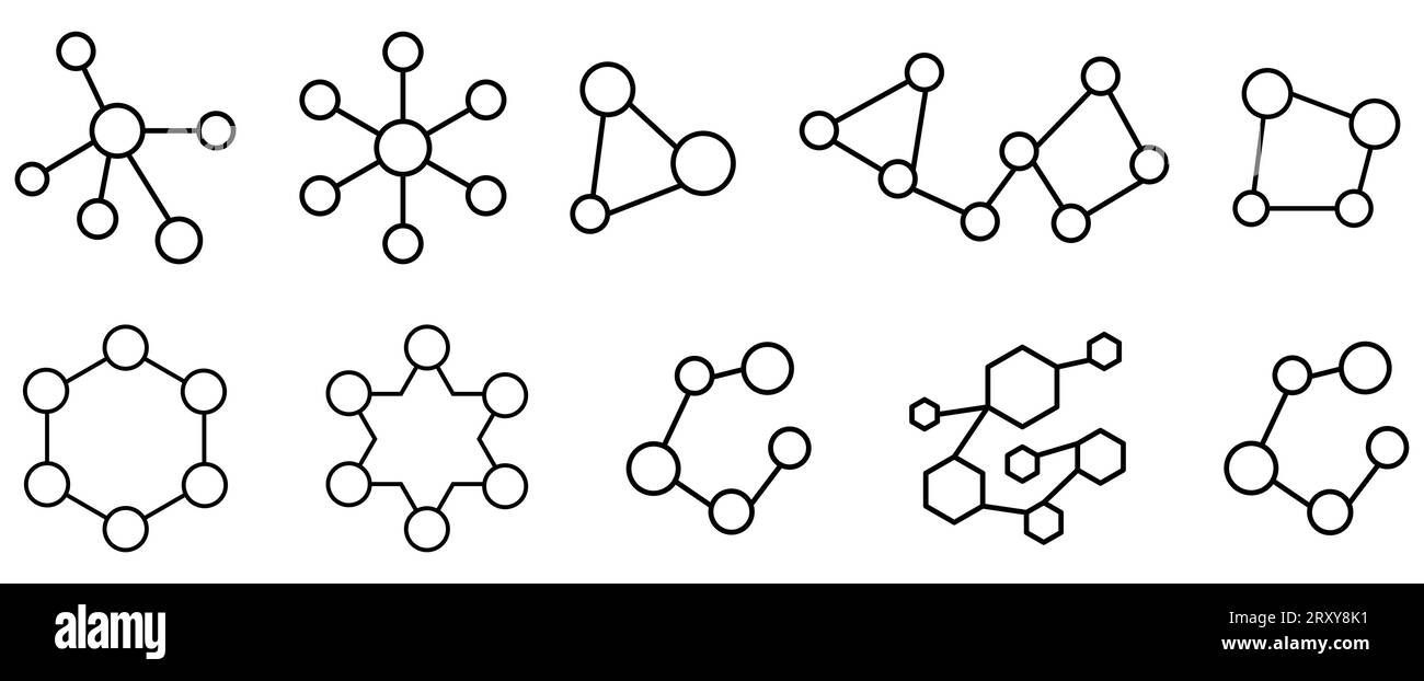 Icone del set di molecole. La progettazione può essere utilizzata per applicazioni Web e mobili. Illustrazione vettoriale Illustrazione Vettoriale
