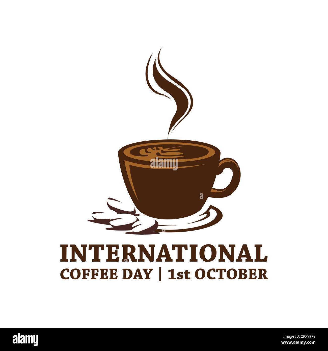 Illustrazione vettoriale della giornata internazionale del caffè. Concetto di giornata internazionale del caffè. 1° ottobre. Adatto per biglietti d'auguri, poster e sfondo banner. V Illustrazione Vettoriale