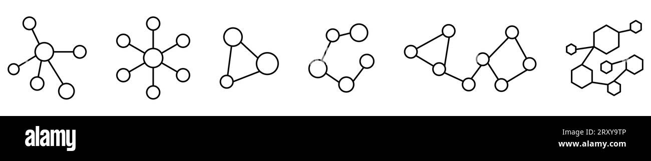 Set di icone di contorno molecole. La progettazione può essere utilizzata per applicazioni Web e mobili. Illustrazione vettoriale Illustrazione Vettoriale