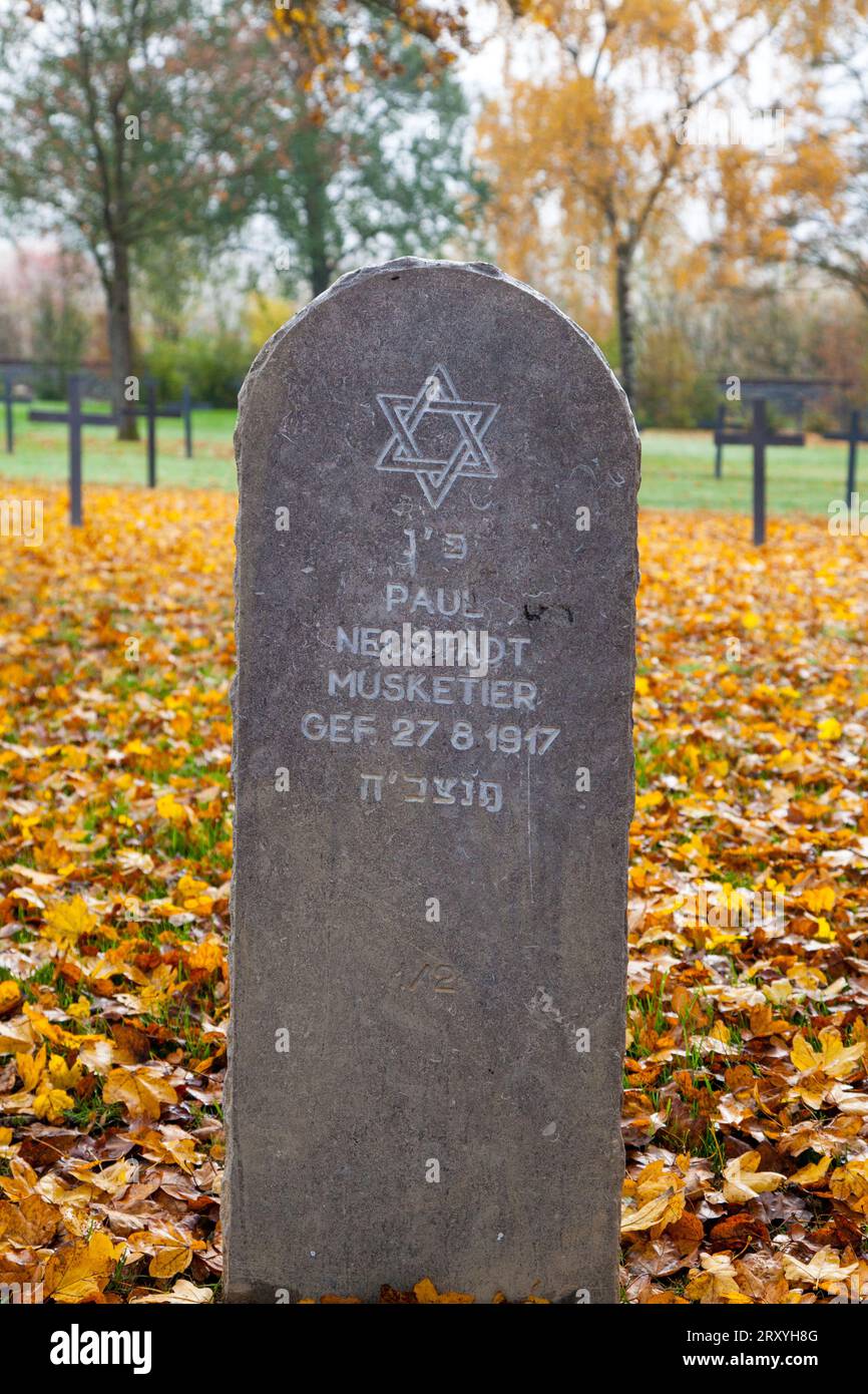 Tomba ebraica nel cimitero militare tedesco di Hautecourt della prima guerra mondiale, Verdun, Francia Foto Stock