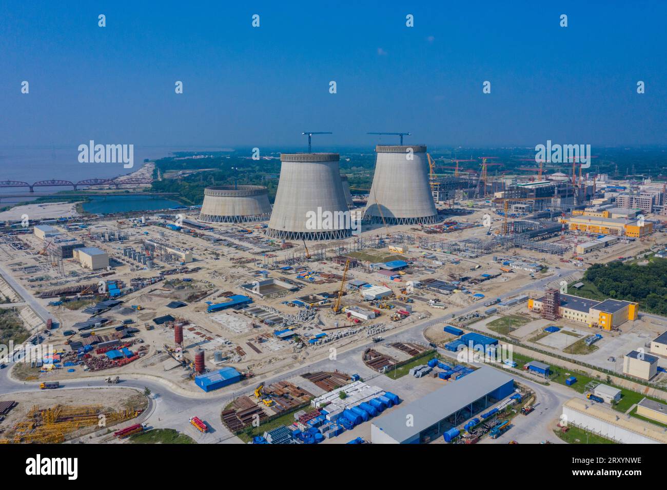 Costruzione della centrale nucleare di Rooppur, una centrale nucleare da 2,4 GWe in Bangladesh. La centrale nucleare è in costruzione a Rooppur Foto Stock