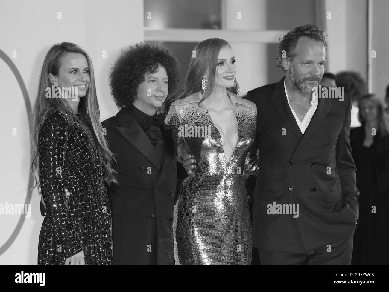 VENEZIA, ITALIA - 08 SETTEMBRE: Michel Franco, Jessica Chastain, Peter Sarsgaard e un ospite assistono a un Red carpet per il film "Memory" Foto Stock