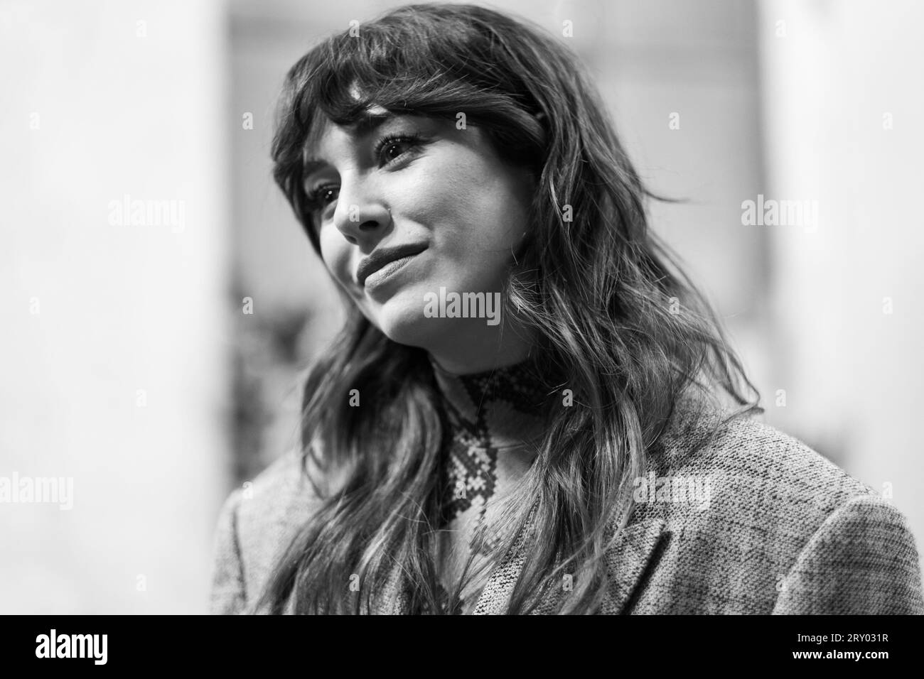 L'attrice Blanca Suarez presenta il Samsung Galaxy Z Flip5 al Museo la Neomudejar il 27 settembre 2023 a Madrid, in Spagna. (Foto di Oscar Gonzalez/Sipa USA) (foto di Oscar Gonzalez/Sipa USA) Foto Stock