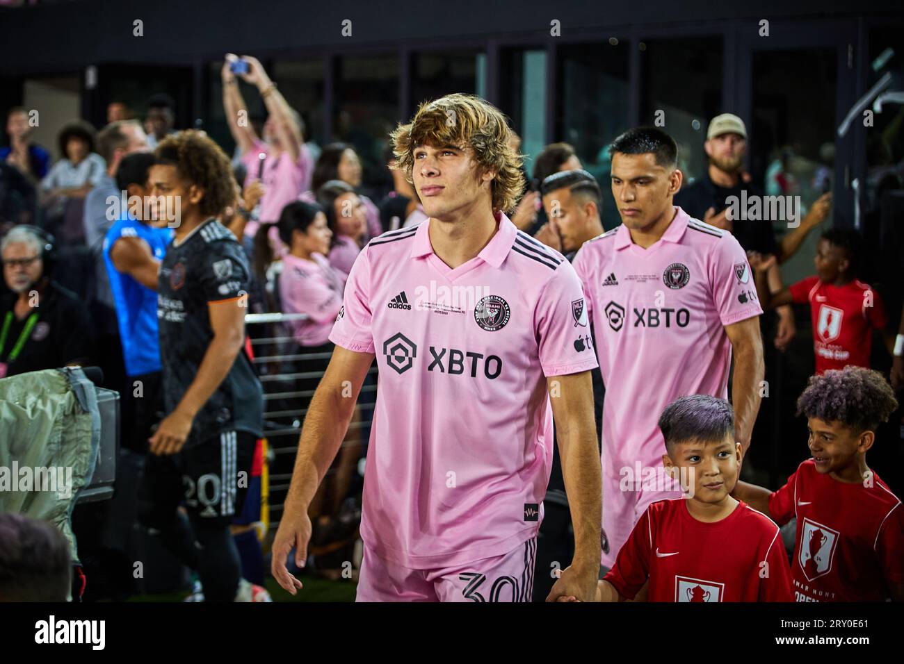 Fort Lauderdale, Florida, USA. 27 settembre 2023, 30-Benjamin Cremaschi dell'Inter Miami durante l'Inter Miami CF vs. Houston Dynamo, U.S. Open Cup Final al DRV PNK Stadium. Fort Lauderdale, Florida, USA. 27 settembre 2023. Credito: Yaroslav Sabitov/YES Market Media/Alamy Live News Foto Stock