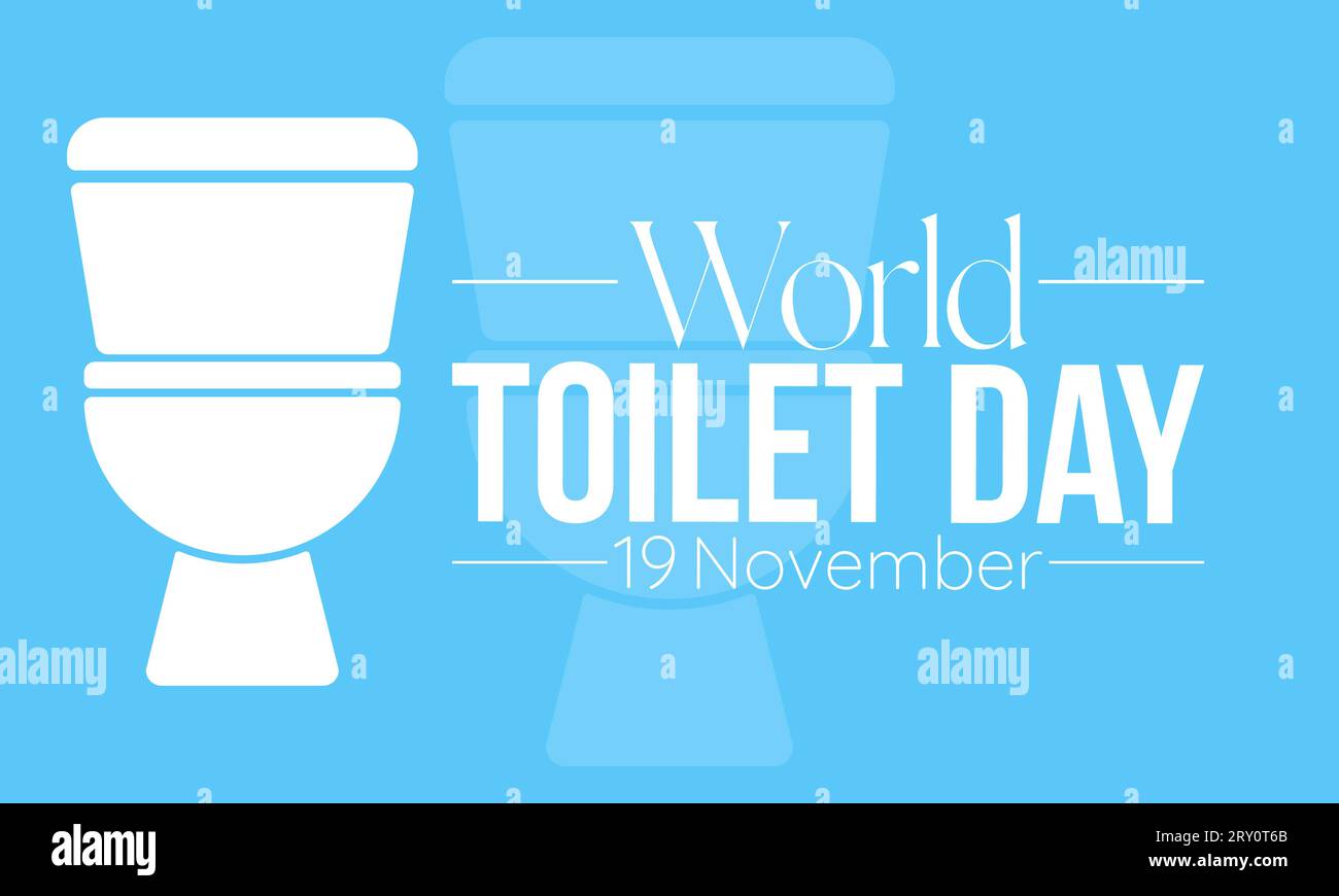 Striscione vettoriale del World toilet Day che illustra igiene, igiene e strutture accessibili con sedia a rotelle. Modello vettoriale per sfondo, banner, schede, poster Illustrazione Vettoriale