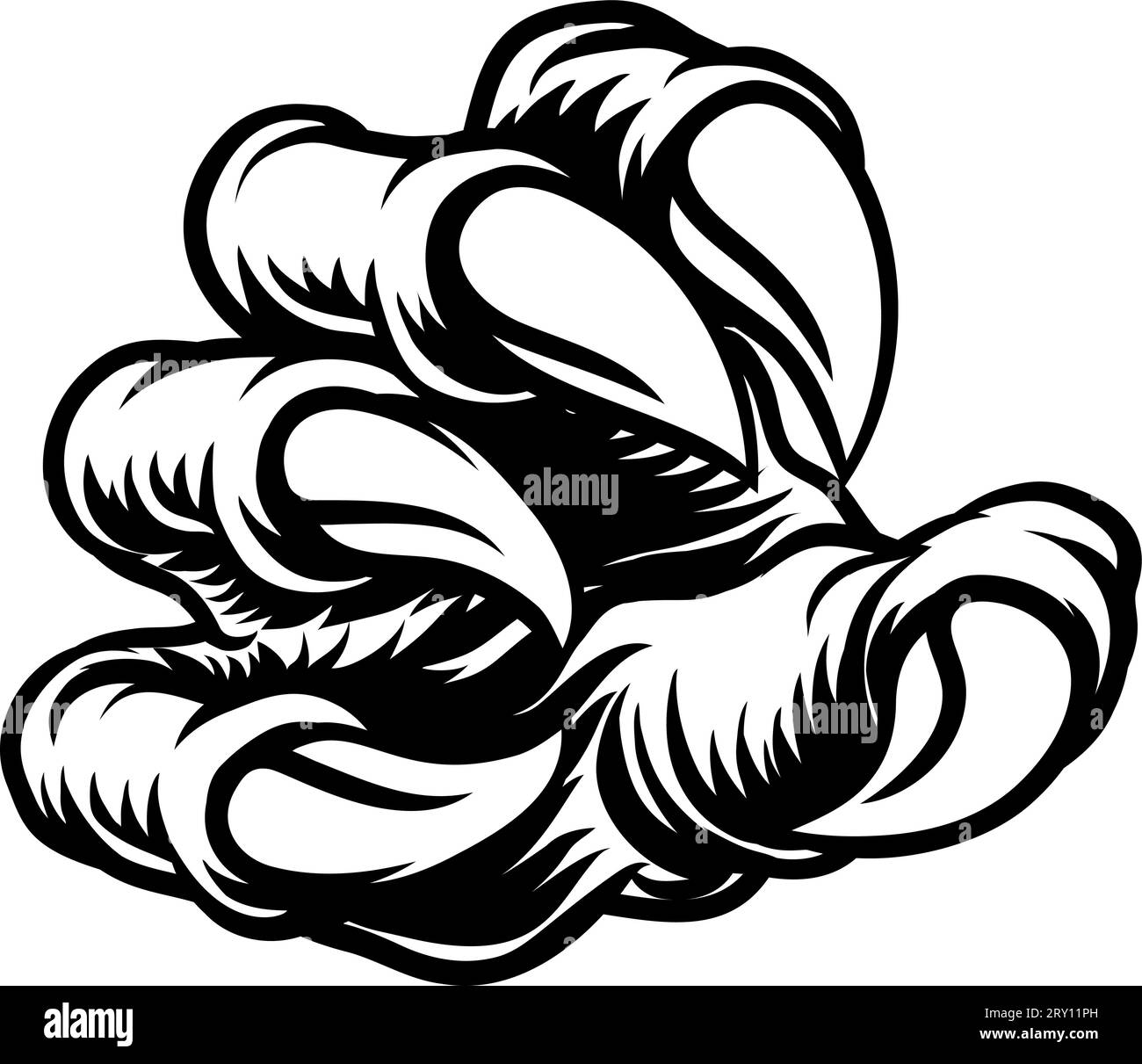 Artiglio mostro mano Drago dinosauro Talon Cartoon Illustrazione Vettoriale