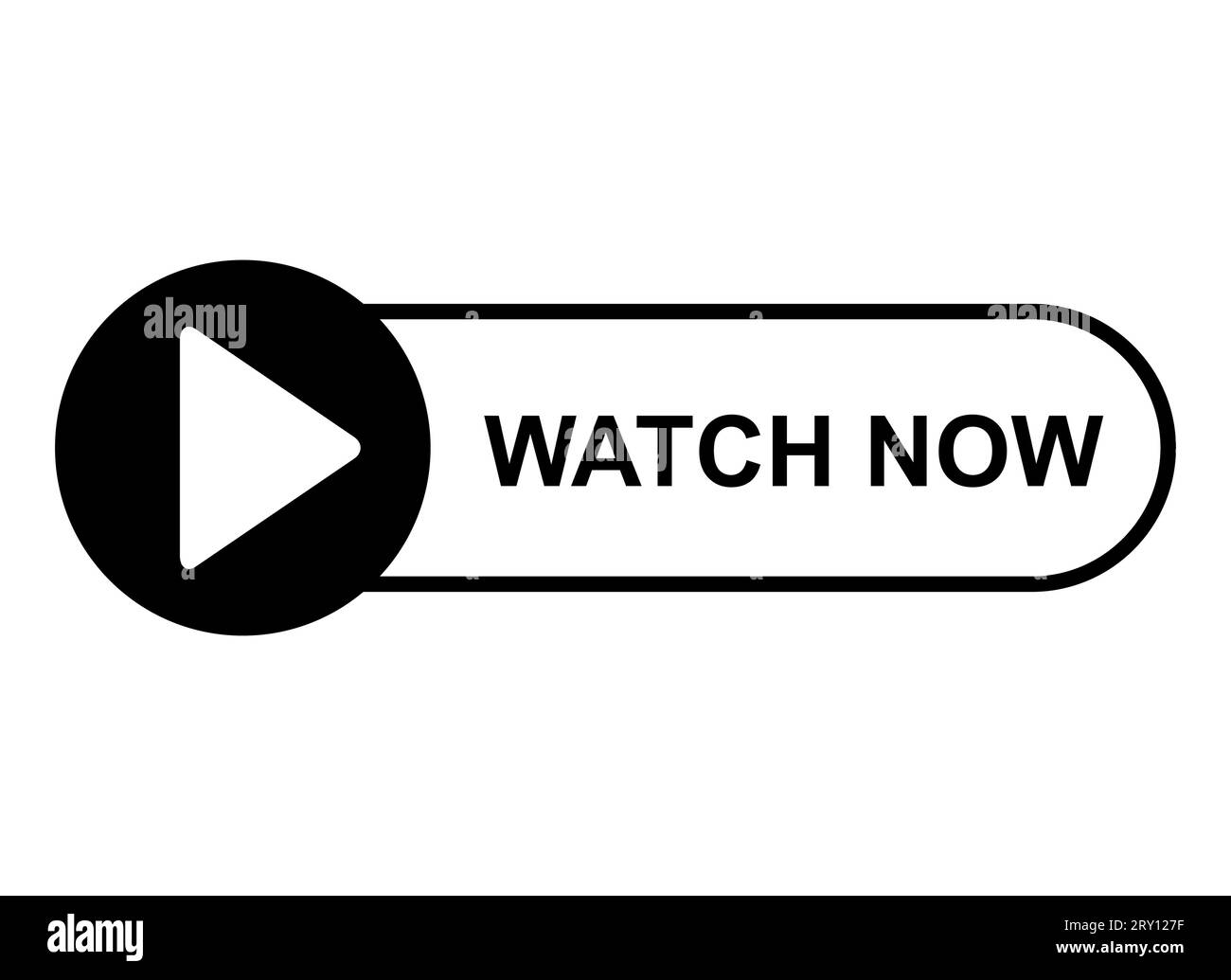 Icona Watch now, pulsante online del sito Web simbolo del lettore, riproduzione di immagini vettoriali video . Illustrazione Vettoriale
