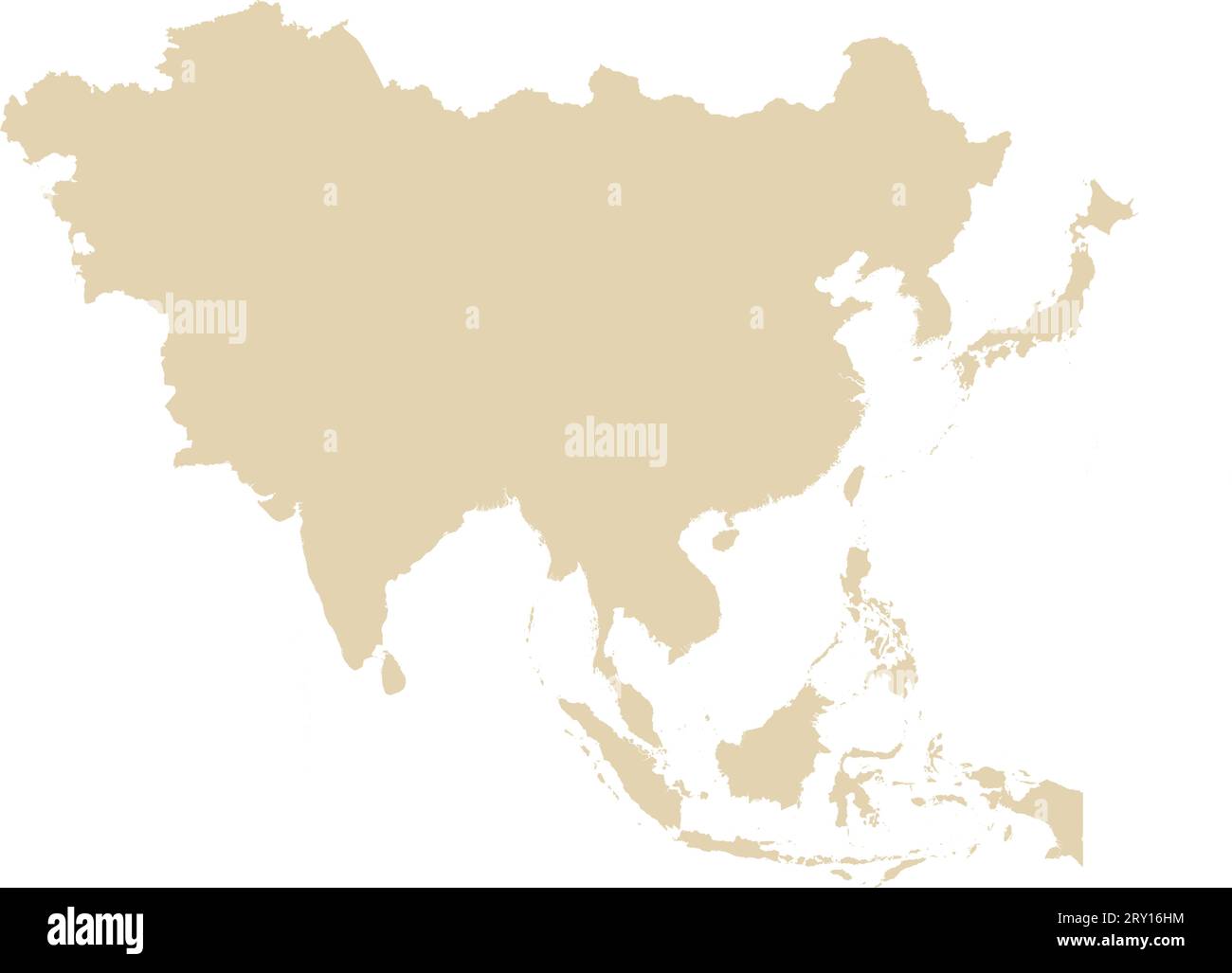 Mappa colori CMYK BEIGE dell'ASIA Illustrazione Vettoriale