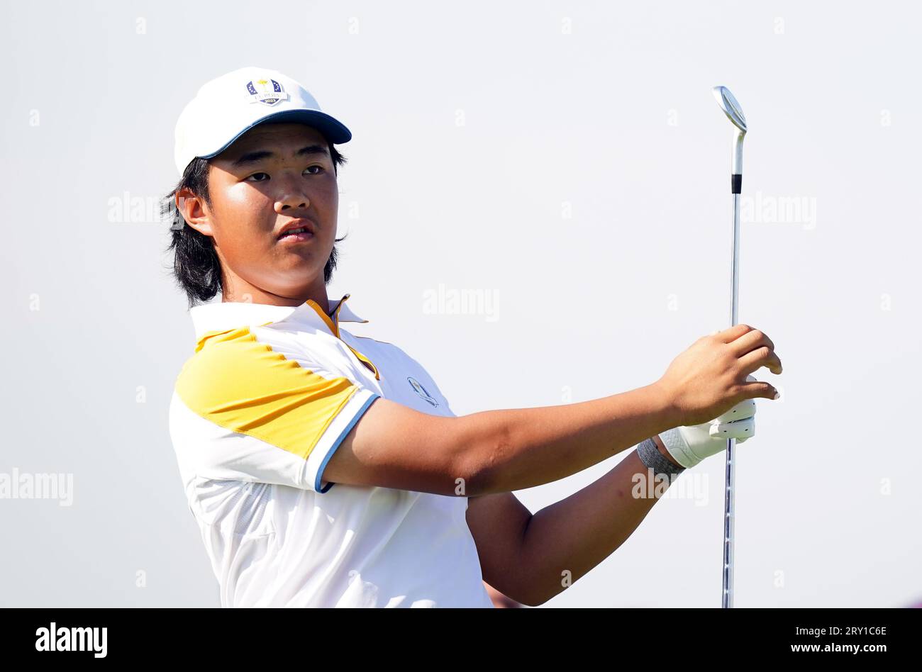 Il team europeo Kris Kimm durante la Junior Ryder Cup Singles al Marco Simone Golf and Country Club di Roma, in vista della Ryder Cup 2023. Data foto: Giovedì 28 settembre 2023. Foto Stock