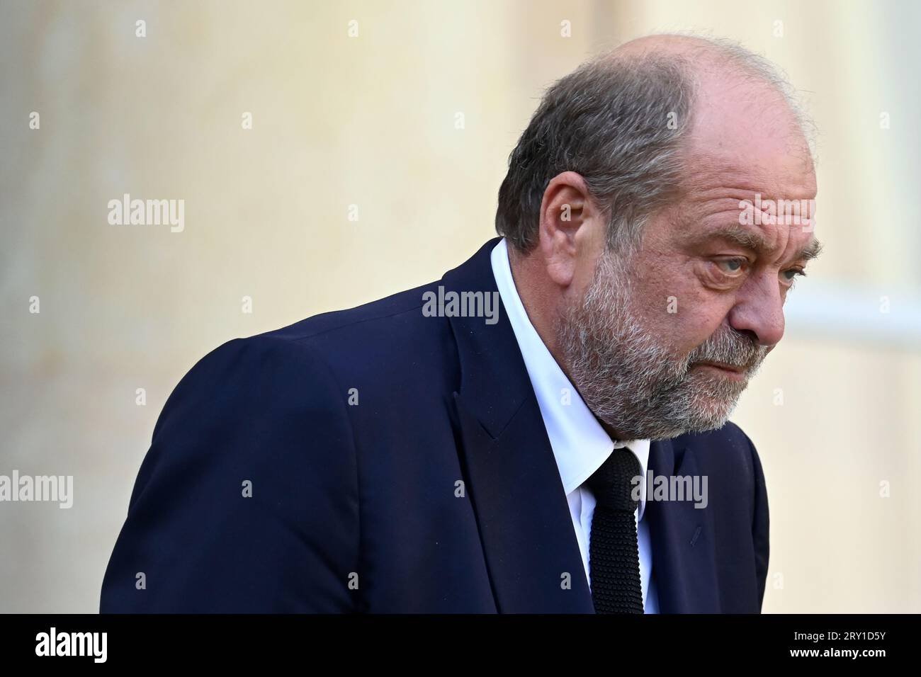 Julien Mattia / le Pictorium - al termine della riunione del Consiglio dei ministri del 27 settembre 2023. - 27/09/2023 - Francia / Ile-de-France (regione) / Parigi - il Ministro della giustizia Eric dupond-Moretti uscente dal Consiglio dei ministri, all'Elysee, 27 settembre 2023 crediti: LE PICTORIUM/Alamy Live News Foto Stock