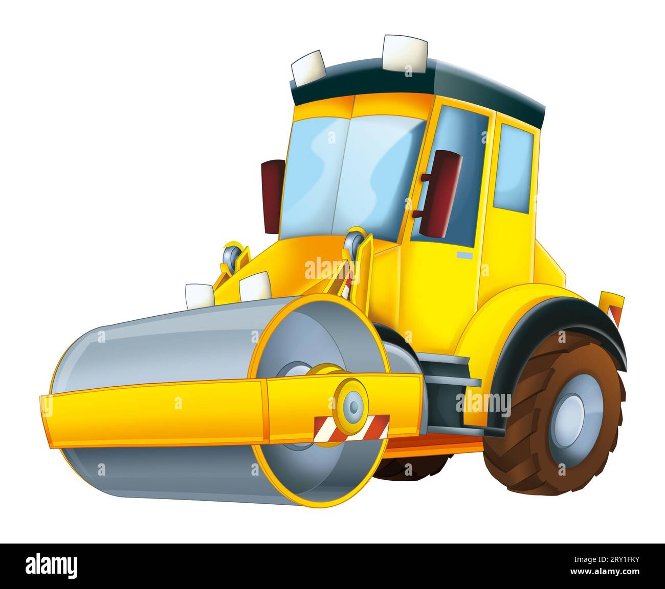 Rullo per cartoni animati per lavori industriali su sfondo bianco per illustrazioni per bambini Foto Stock