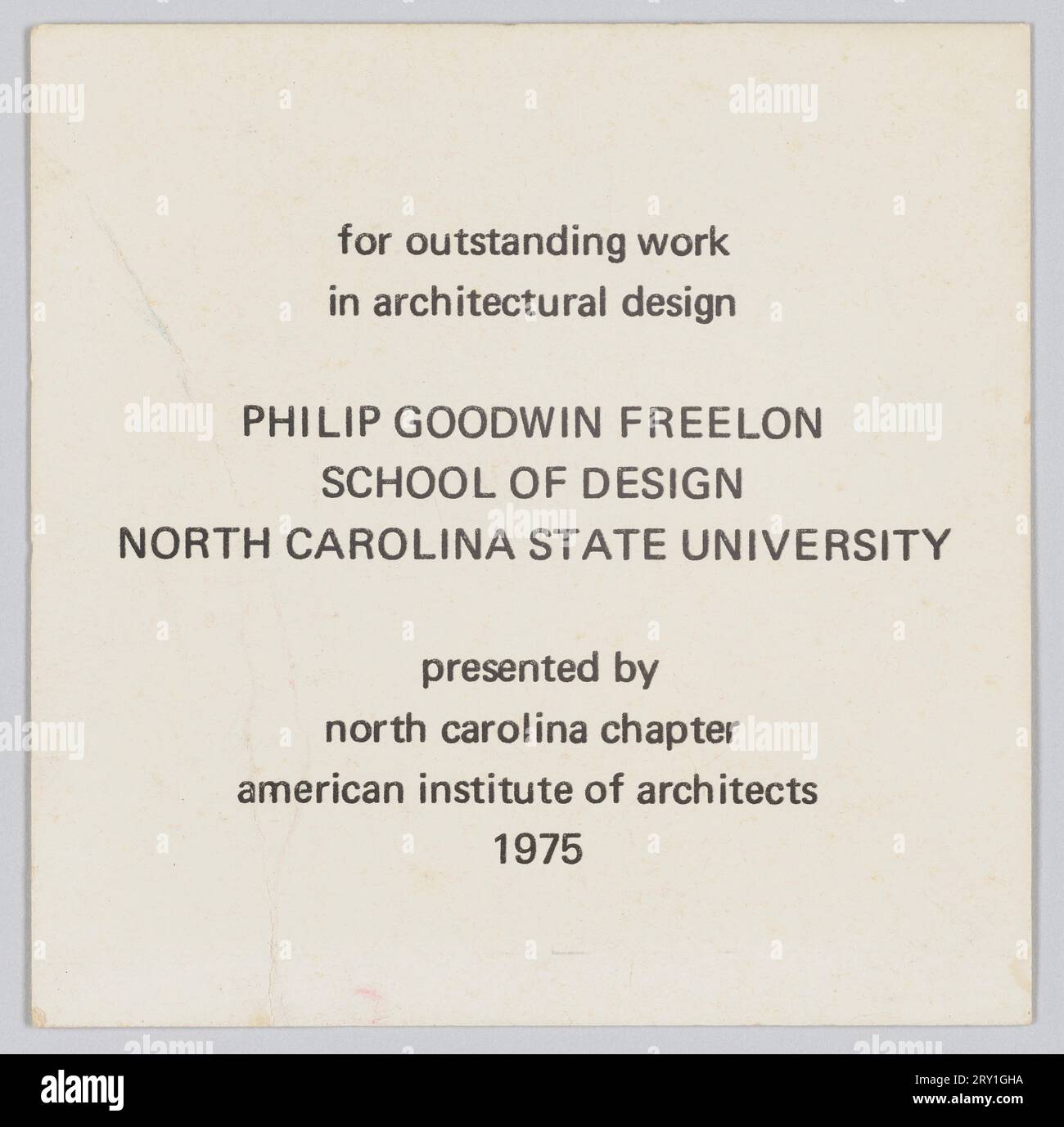 Carta in onore di Philip Goodwin Freelon 1975 Foto Stock