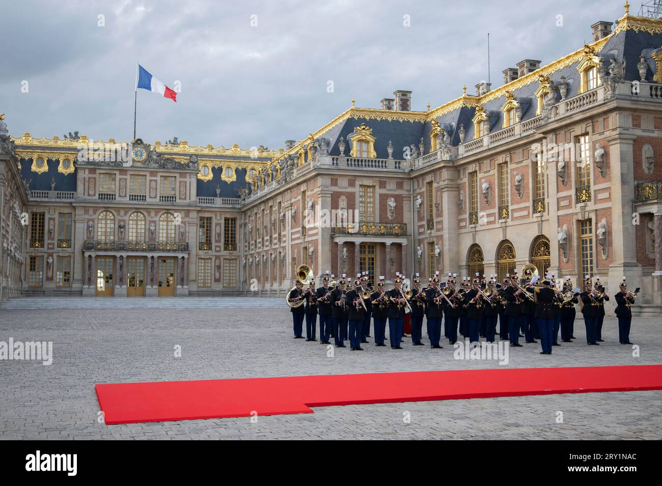 Al banchetto di stato alla Reggia di Versailles, vicino a Parigi, in Francia il 20 settembre 2023, il primo giorno di una visita di stato in Francia. Foto di Eliot Blondet/ABACAPRESS.COM Foto Stock
