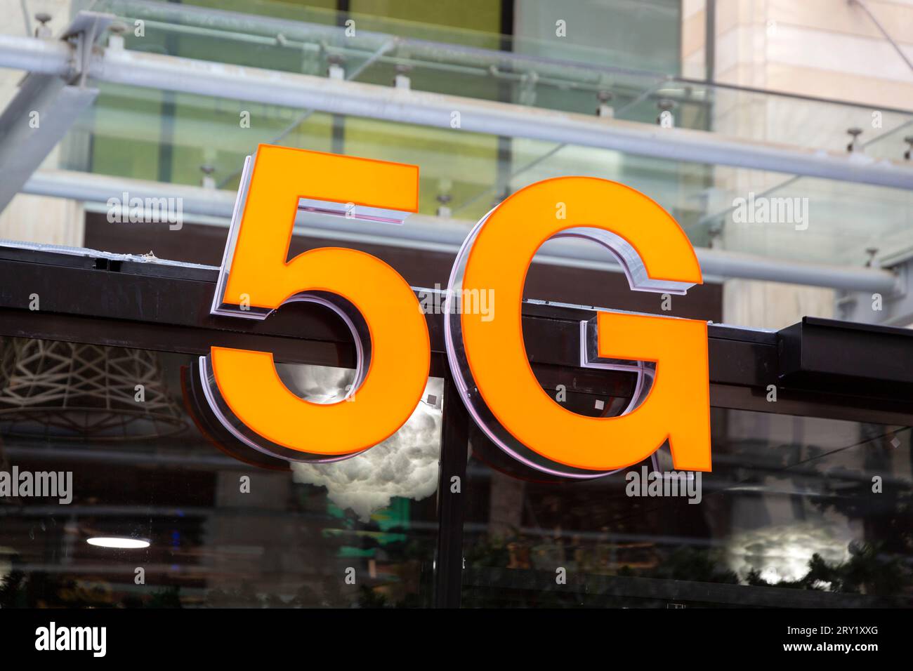 Segnale 5G. Foto Stock