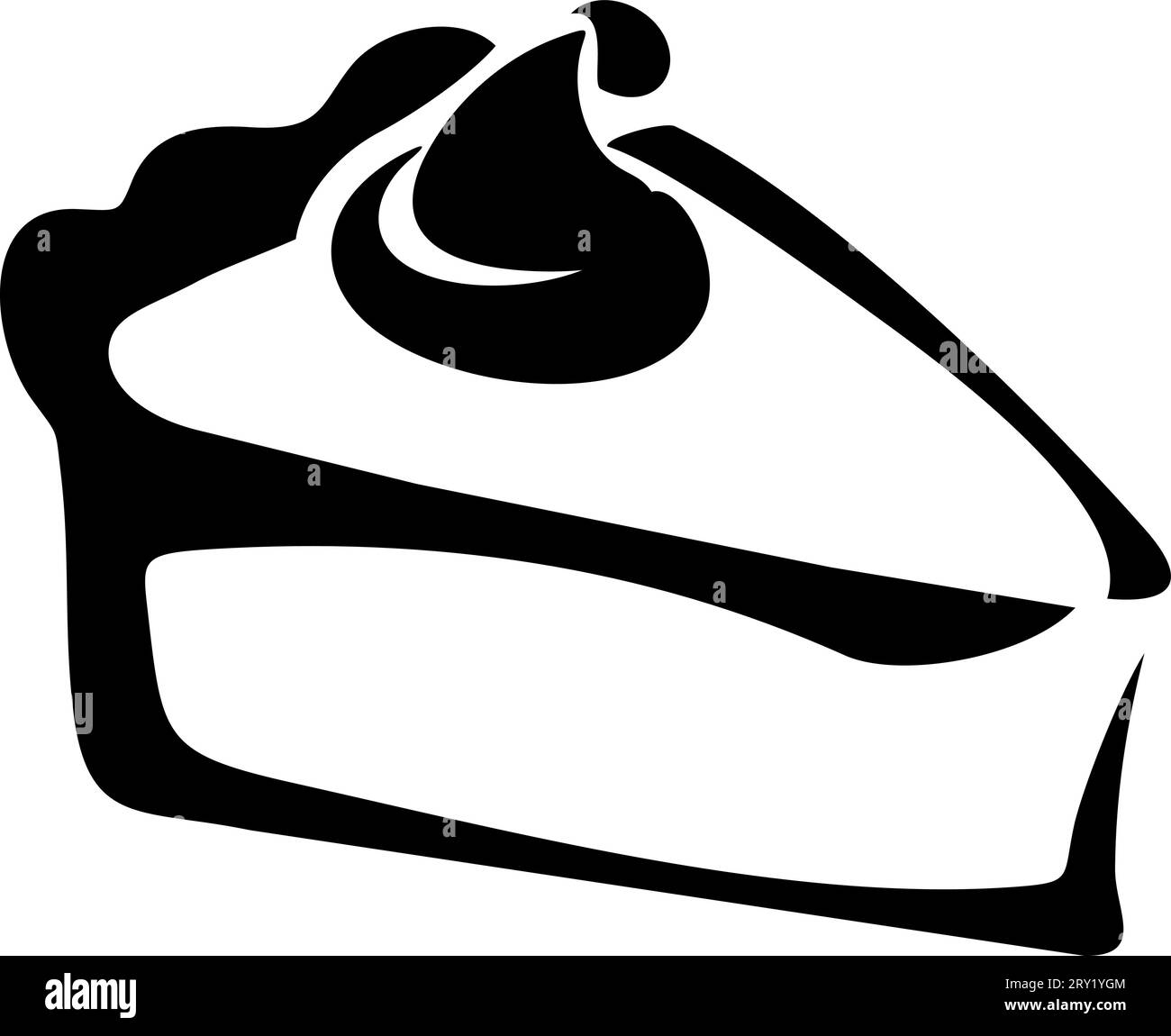 Fetta di torta di zucca. Silhouette nera di una fetta di zucca isolata su sfondo bianco. Illustrazione vettoriale Illustrazione Vettoriale