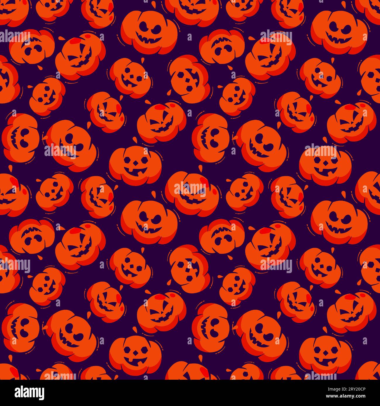 Motivo Halloween con zucche halloween su sfondo scuro Illustrazione Vettoriale