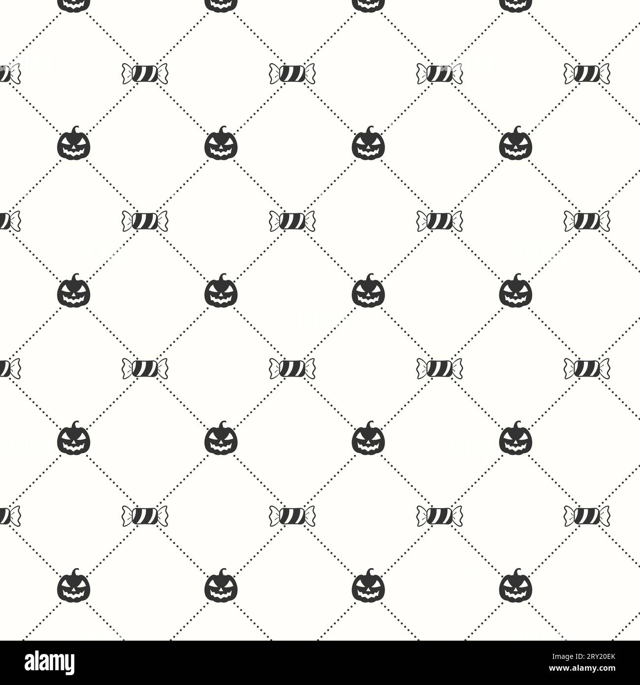 Motivo halloween senza cuciture, con zucca e caramelle. può essere utilizzato per sfondi, riempimenti di motivi, sfondo della pagina web, texture di superficie Illustrazione Vettoriale