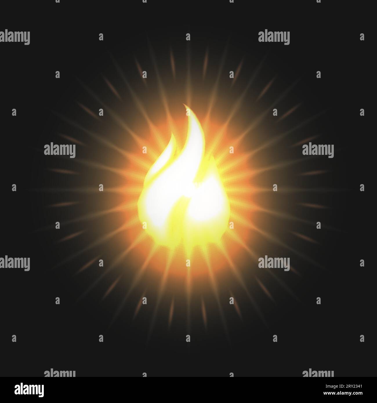Emblema fiammeggiante realistico isolato su sfondo nero con illustrazione vettoriale. Illustrazione Vettoriale