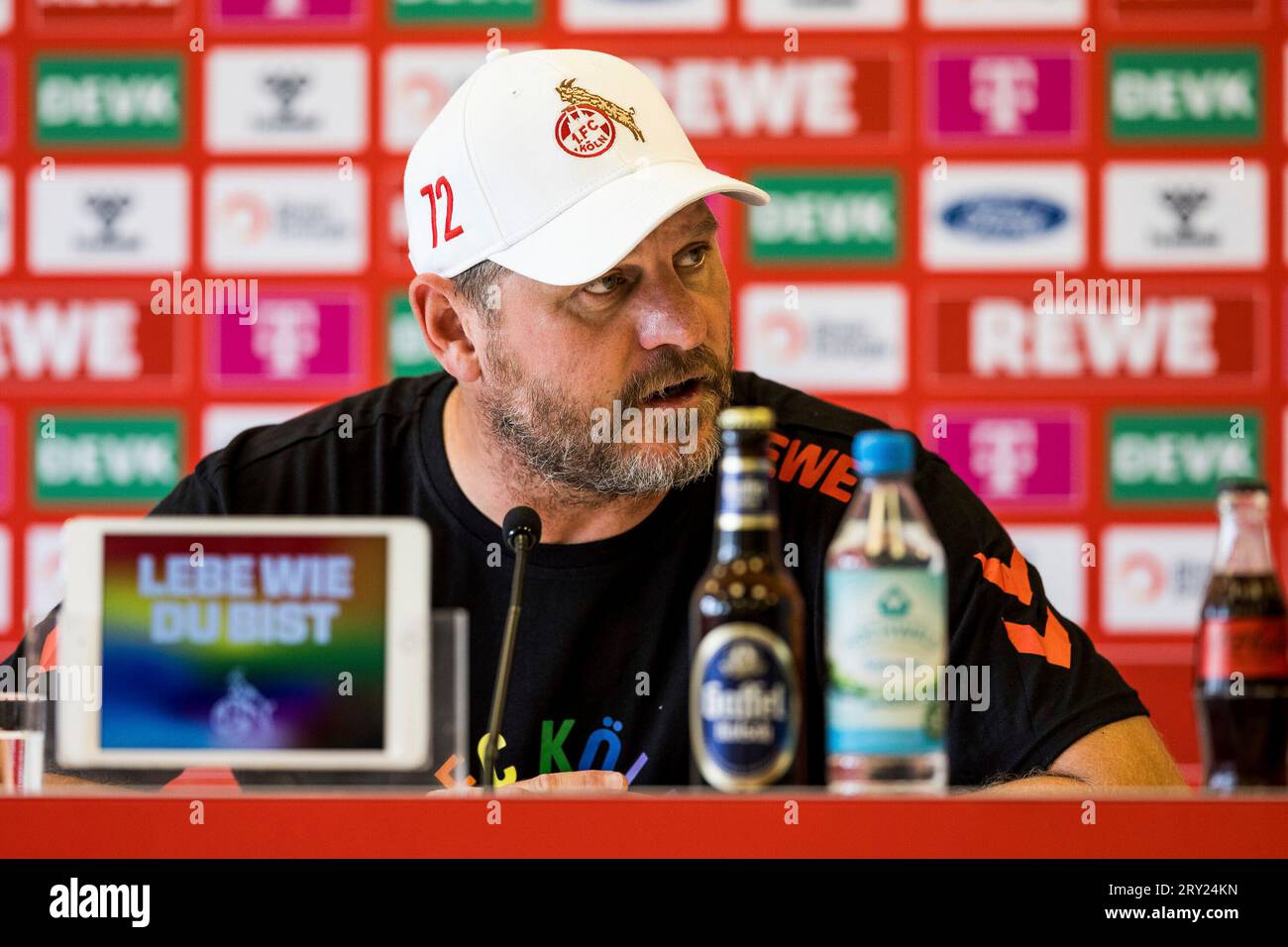 Steffen Baumgart (Trainer 1. FC Koeln) Pressekonferenz 1. FC Koeln; Geissbockheim, 28.09.2023 Foto Stock