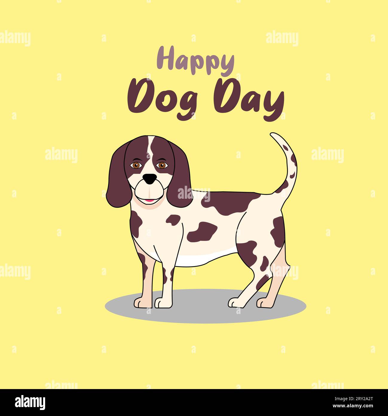 Happy Dog Day Standing Beagle Vector Illustrazione Vettoriale