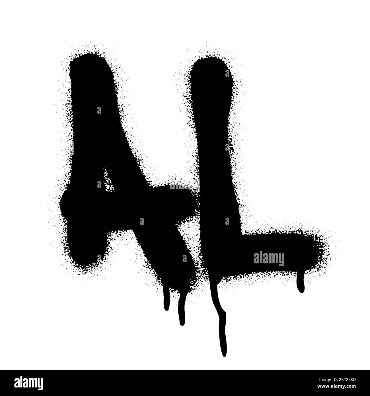 Spray graffiti AL, abbreviazione codice postale ALABAMA, su bianco. Illustrazione Vettoriale