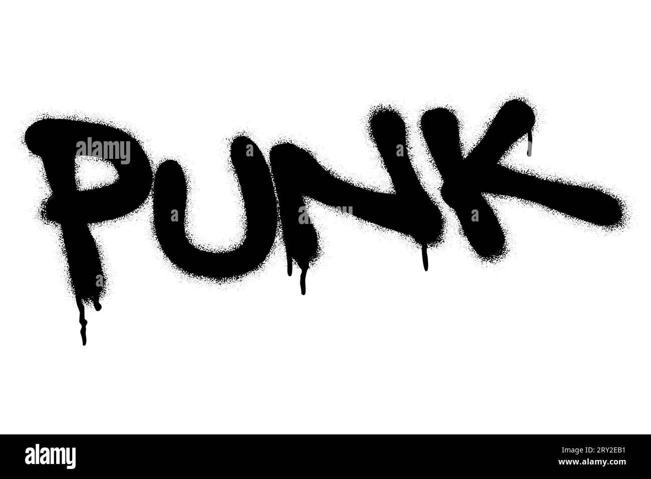 Tag graffiti spray isolato parola PUNK su bianco. Illustrazione Vettoriale