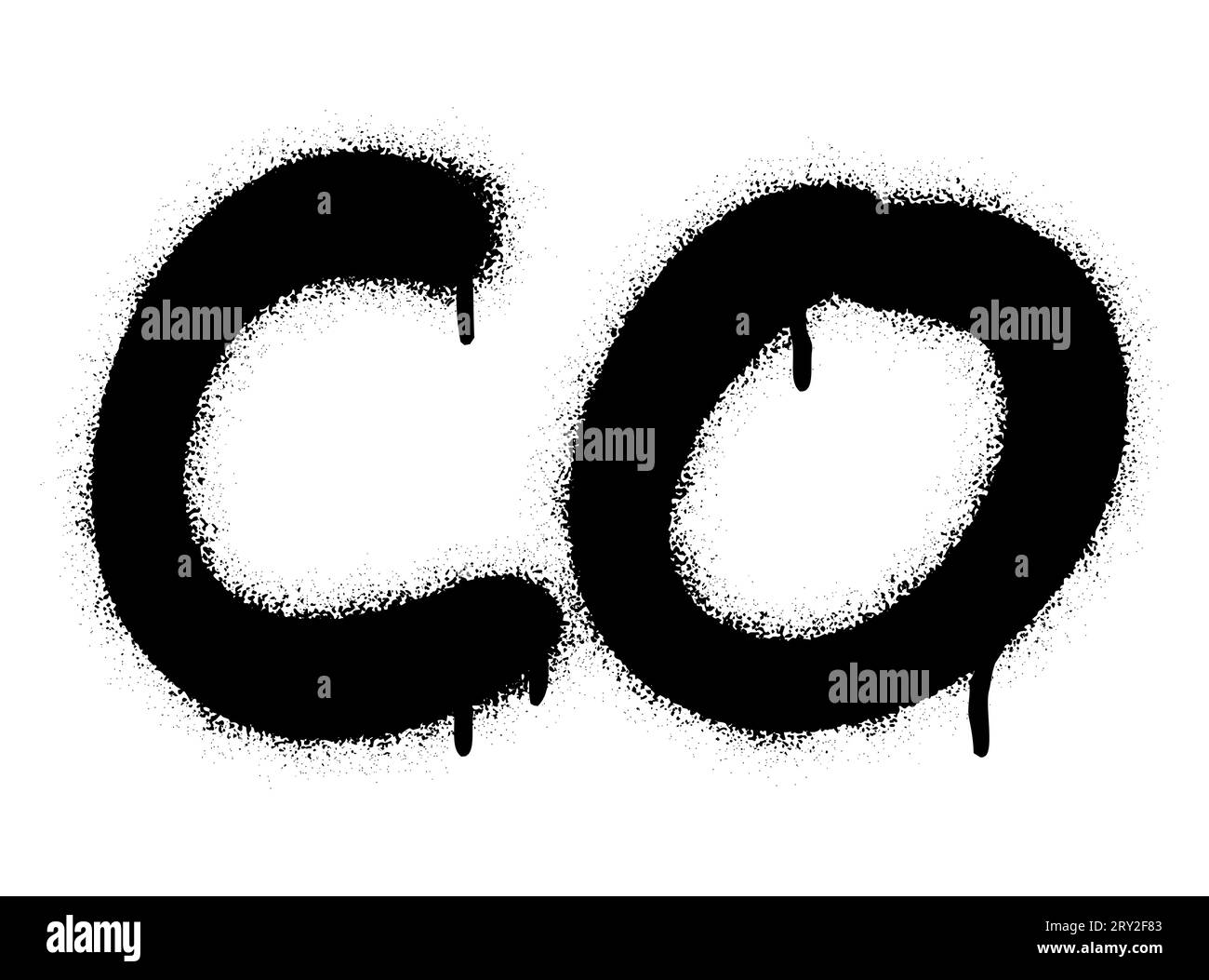 Spray graffiti CO abbreviazione codice postale, COLORADO, su bianco. Illustrazione Vettoriale