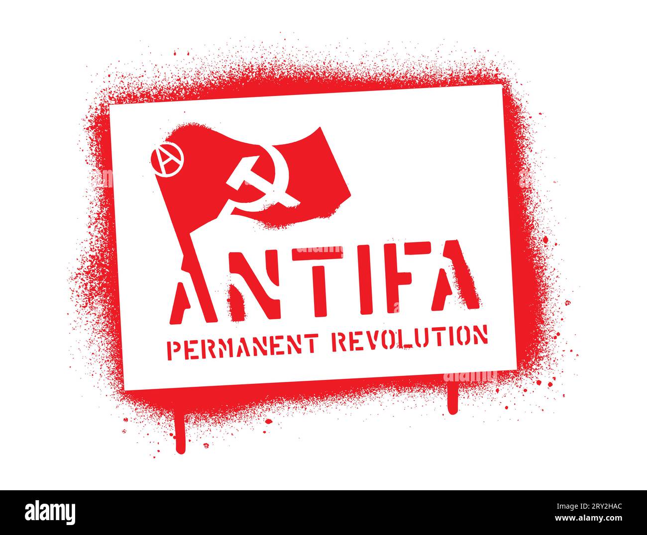 ''ANTIFAA''- RIVOLUZIONE PERMANENTE. Stencil per graffiti con vernice spray. Nome comune per antifascisti militanti e radicali, comunisti, di sinistra e anarchici Illustrazione Vettoriale