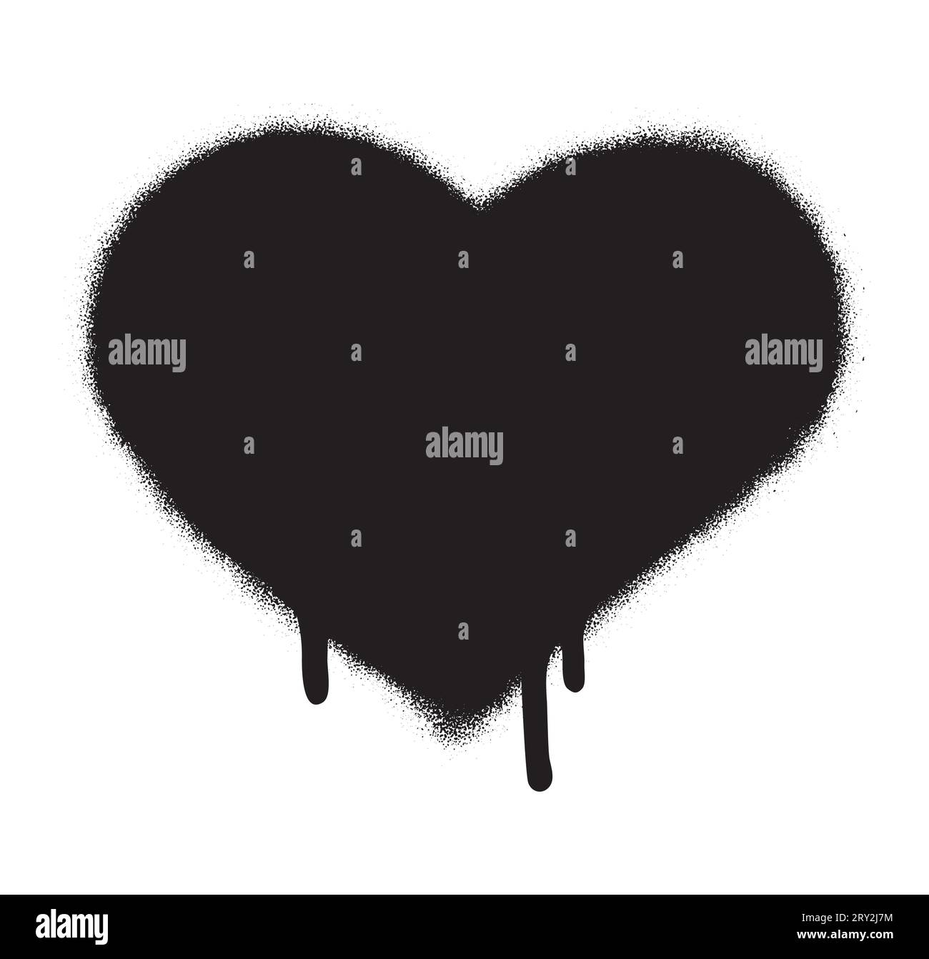 Spruzzare il simbolo del cuore dei graffiti con abbondanti perdite. Sfondo bianco. Innamorati e St. San Valentino (14 febbraio). Illustrazione Vettoriale