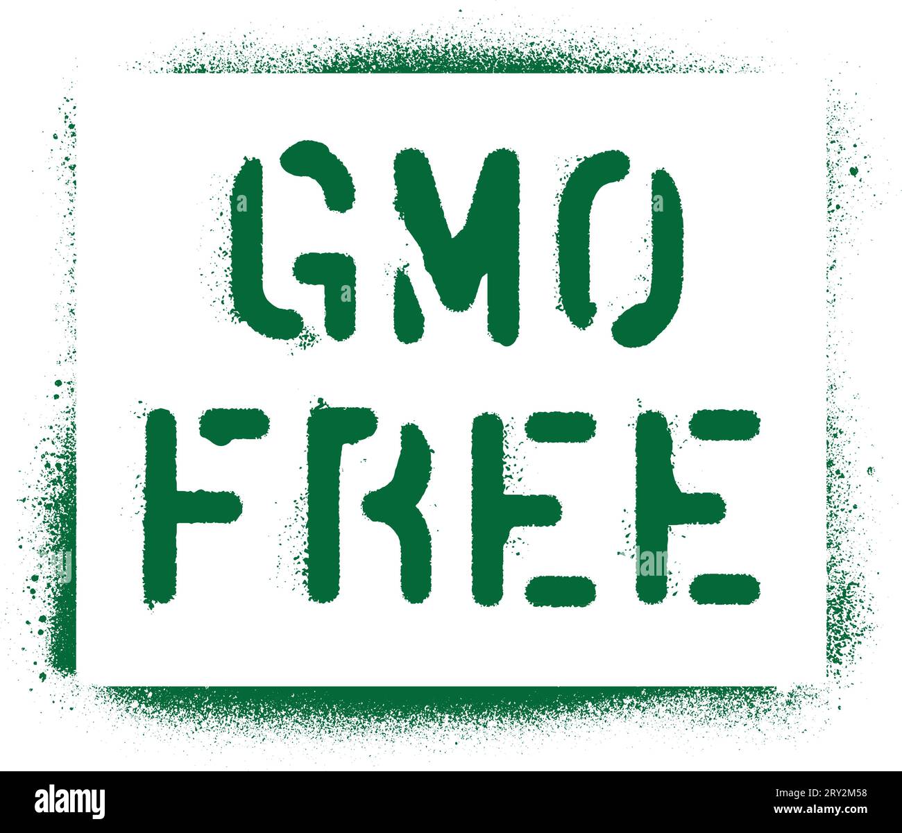 ''OGM FREE''. Stencil per graffiti con vernice spray. Sfondo bianco. Illustrazione Vettoriale