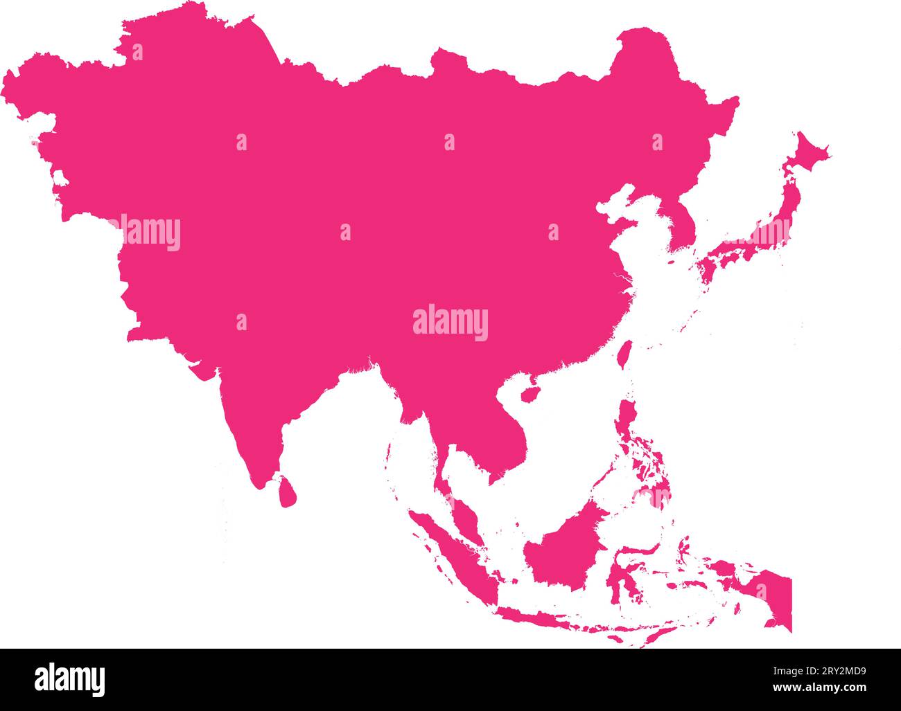 Mappa colore ROSA CMYK dell'ASIA Illustrazione Vettoriale