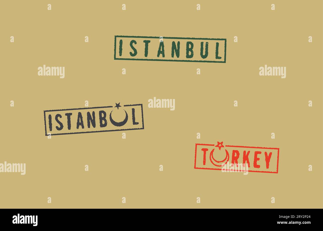 Francobolli per passaporto postale DI ISTANBUL e TURCHIA. Illustrazione Vettoriale
