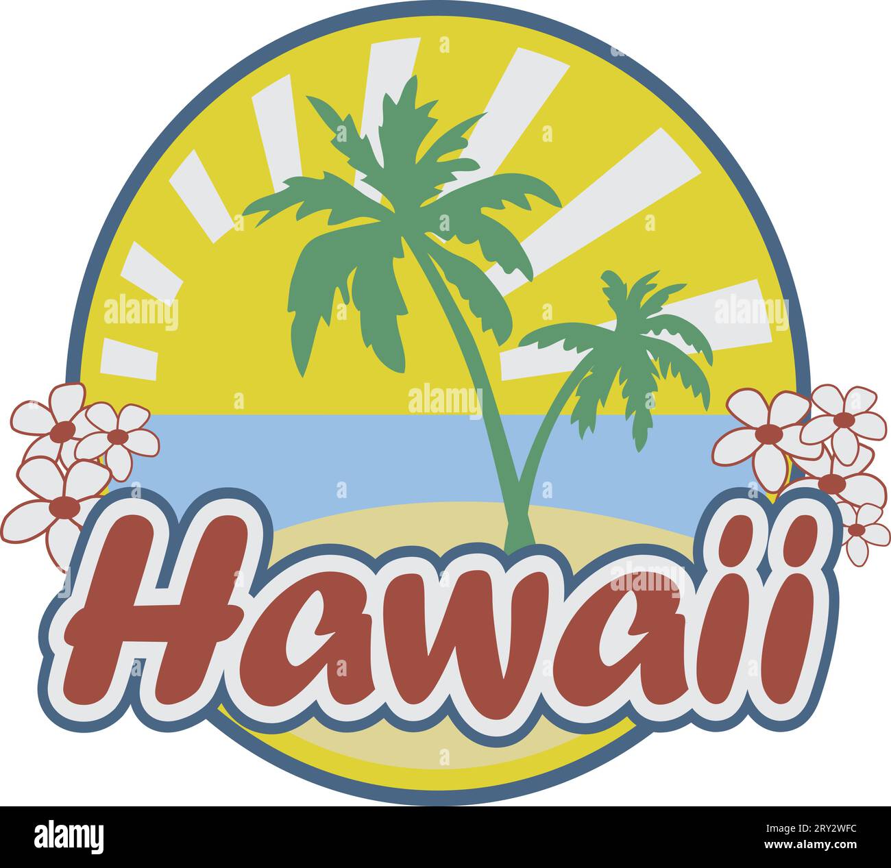 Grafica con emblema delle Hawaii per t-shirt e poster Illustrazione Vettoriale