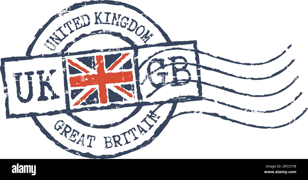 Francobollo Postal grunge "United Kingdom" Illustrazione Vettoriale